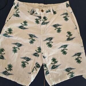 Old Navy Ultimate Slim Mens 31 white palm tree tropical Print Summer Casual